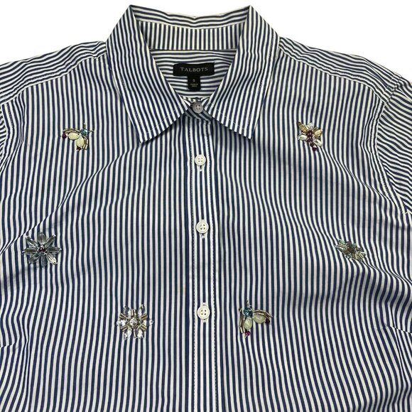 Talbots Embellished rhinestone L/S blouse/top Women's size S - Picture 2 of 3